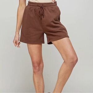 Women's Brown Super Soft Fleece Pocket Gym Sweat SHORTS